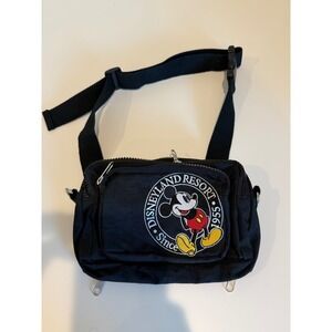 Vintage Disney Parks Belt Bag w/ Embroidered Mickey Mouse Patch, Zippered Pocket